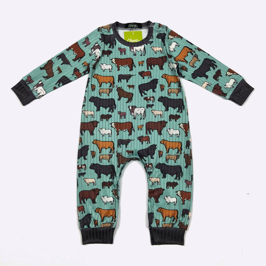 Teal Cattle Boy Romper