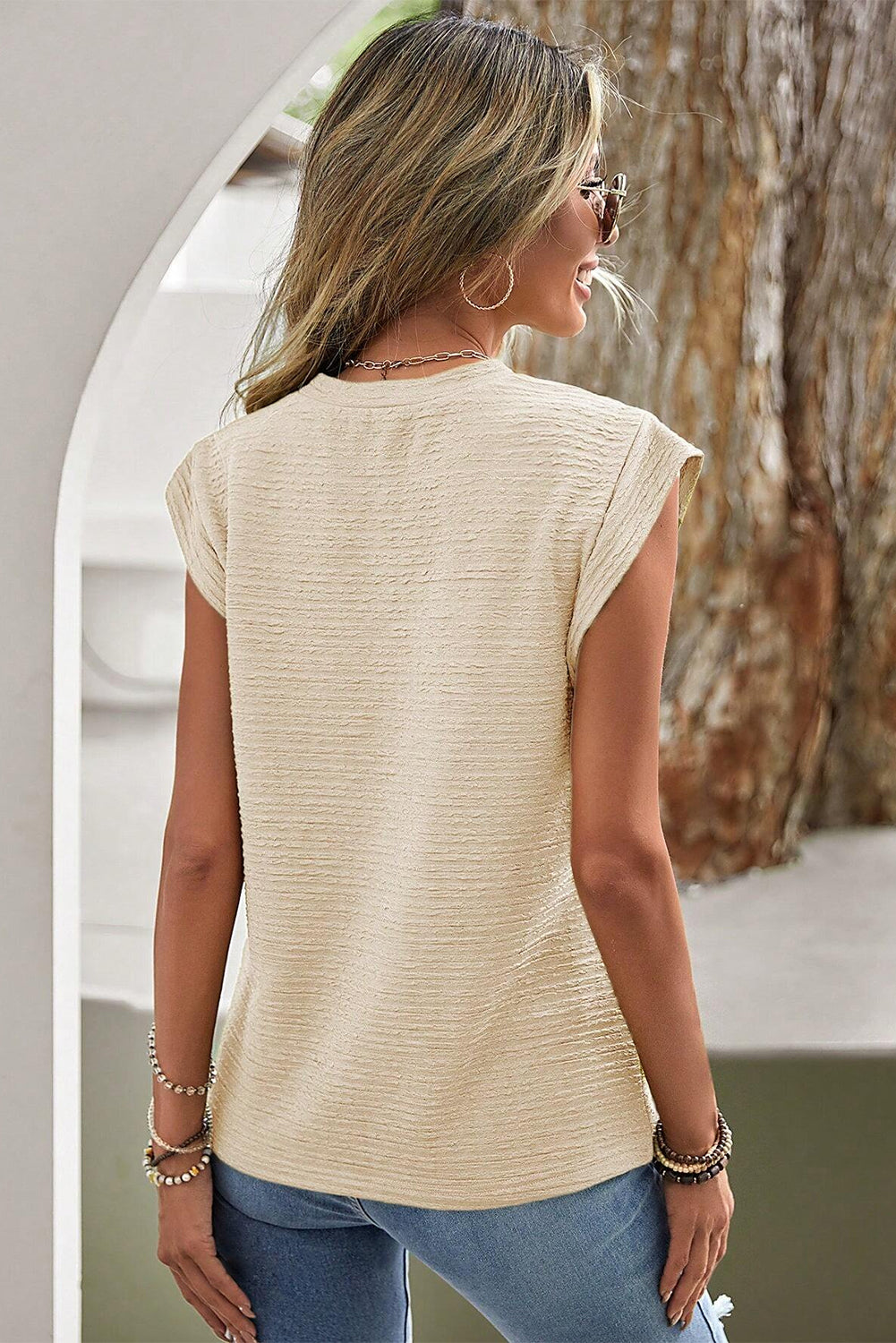 Beige Sleeveless Top