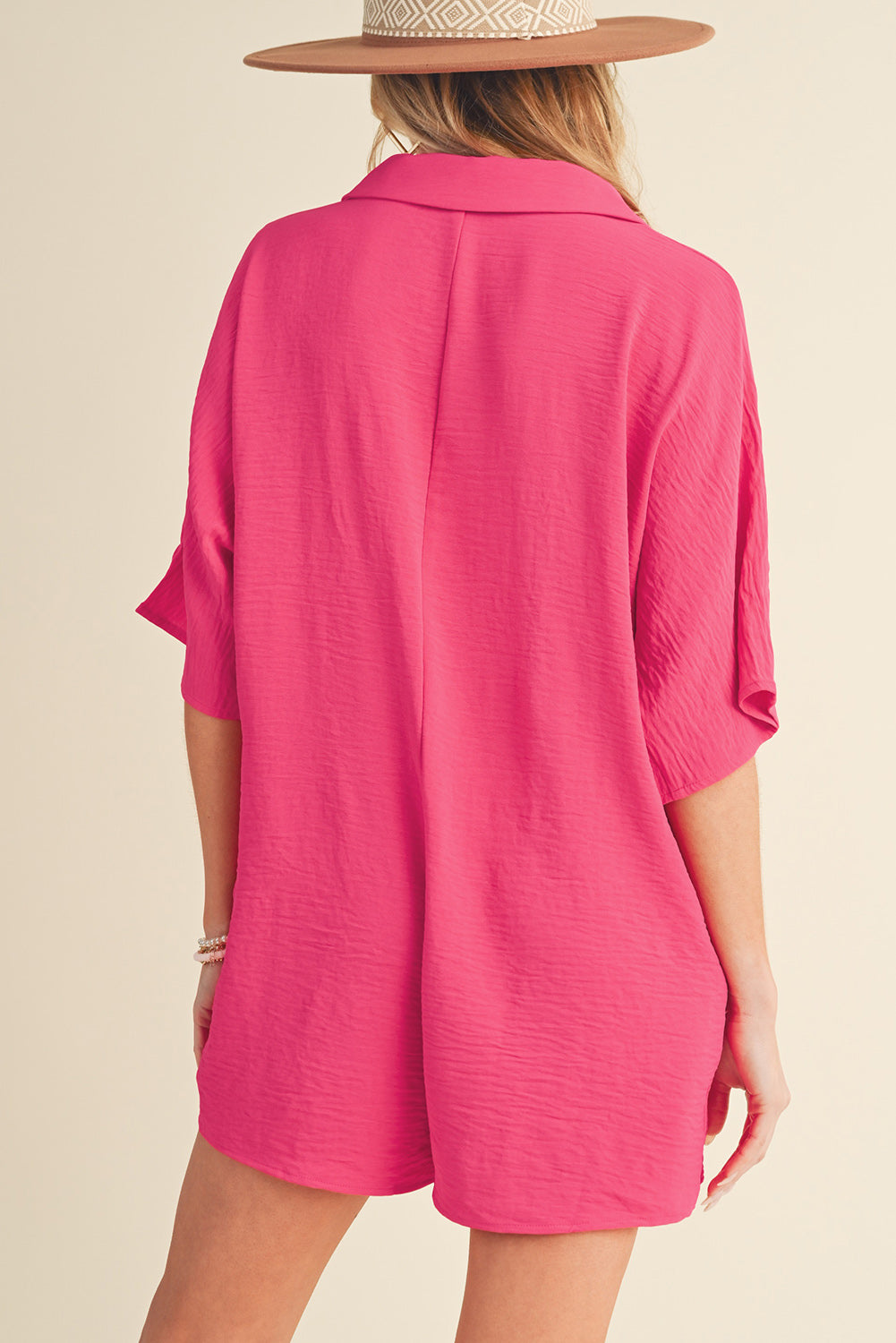Pink Half Button Romper