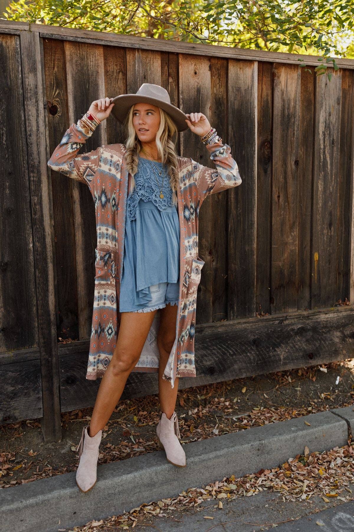 Santa Fe Rose Duster Cardigan - Multi