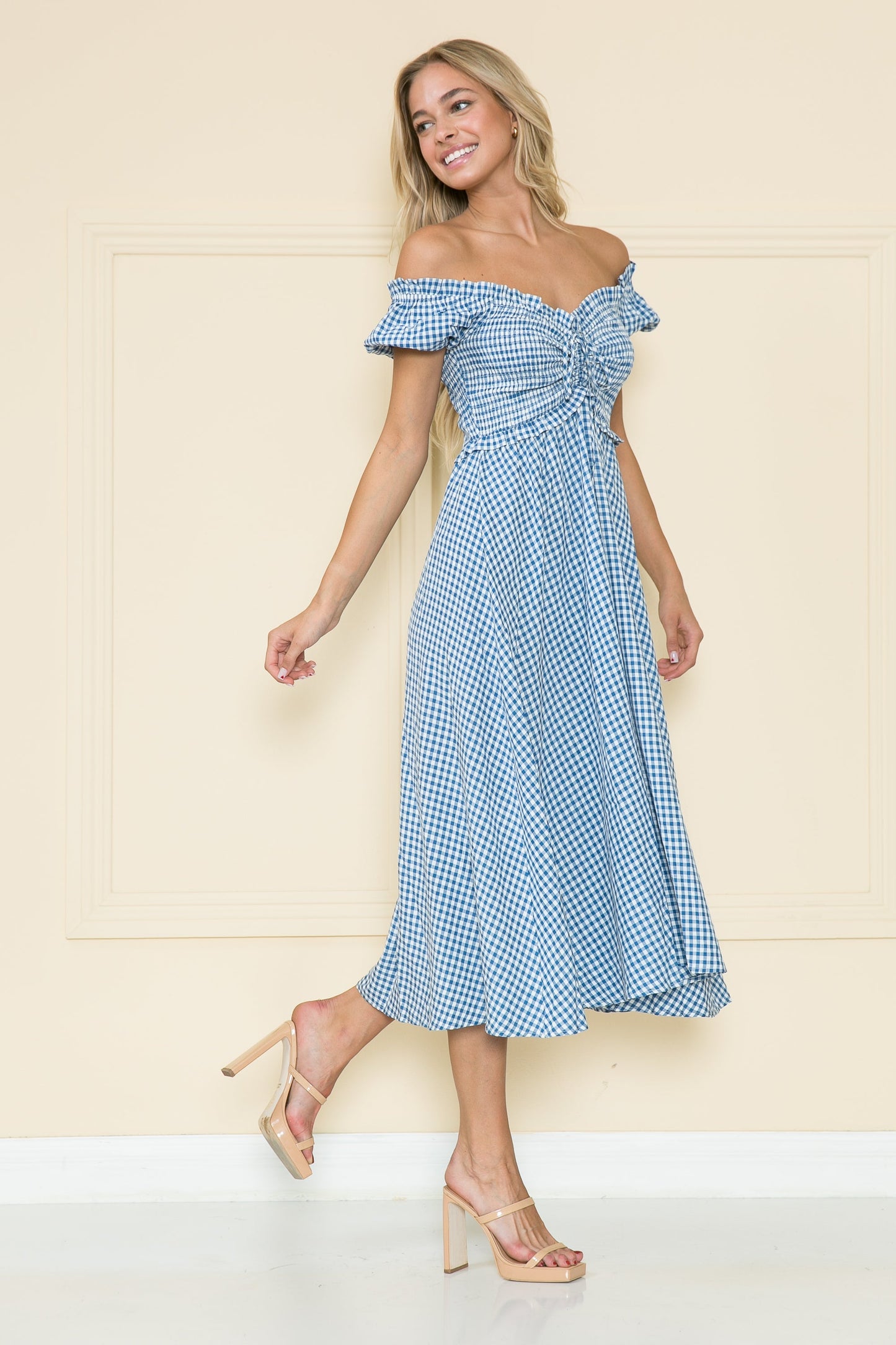 Anjel Ruffled Gingham Dress