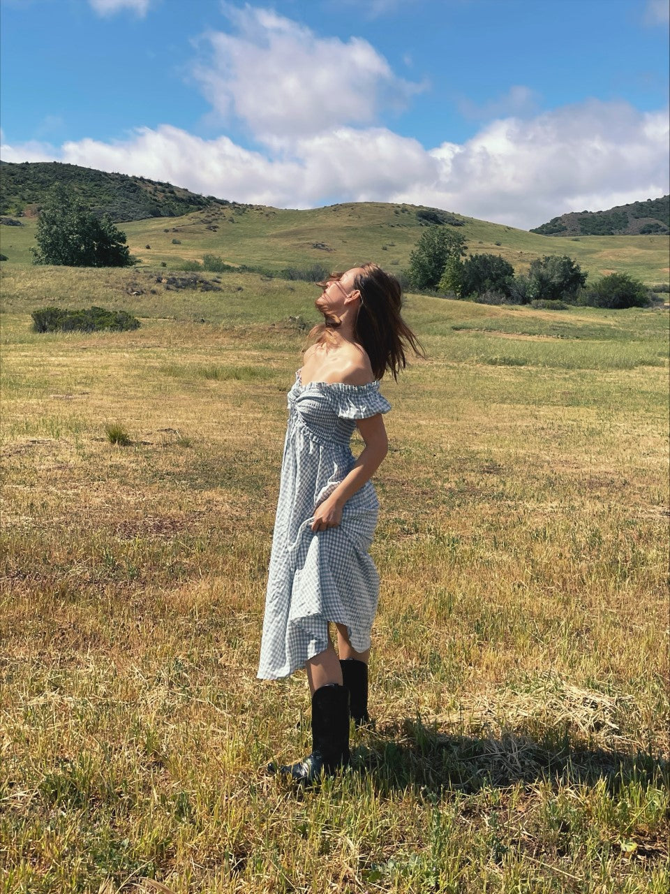 Anjel Ruffled Gingham Dress