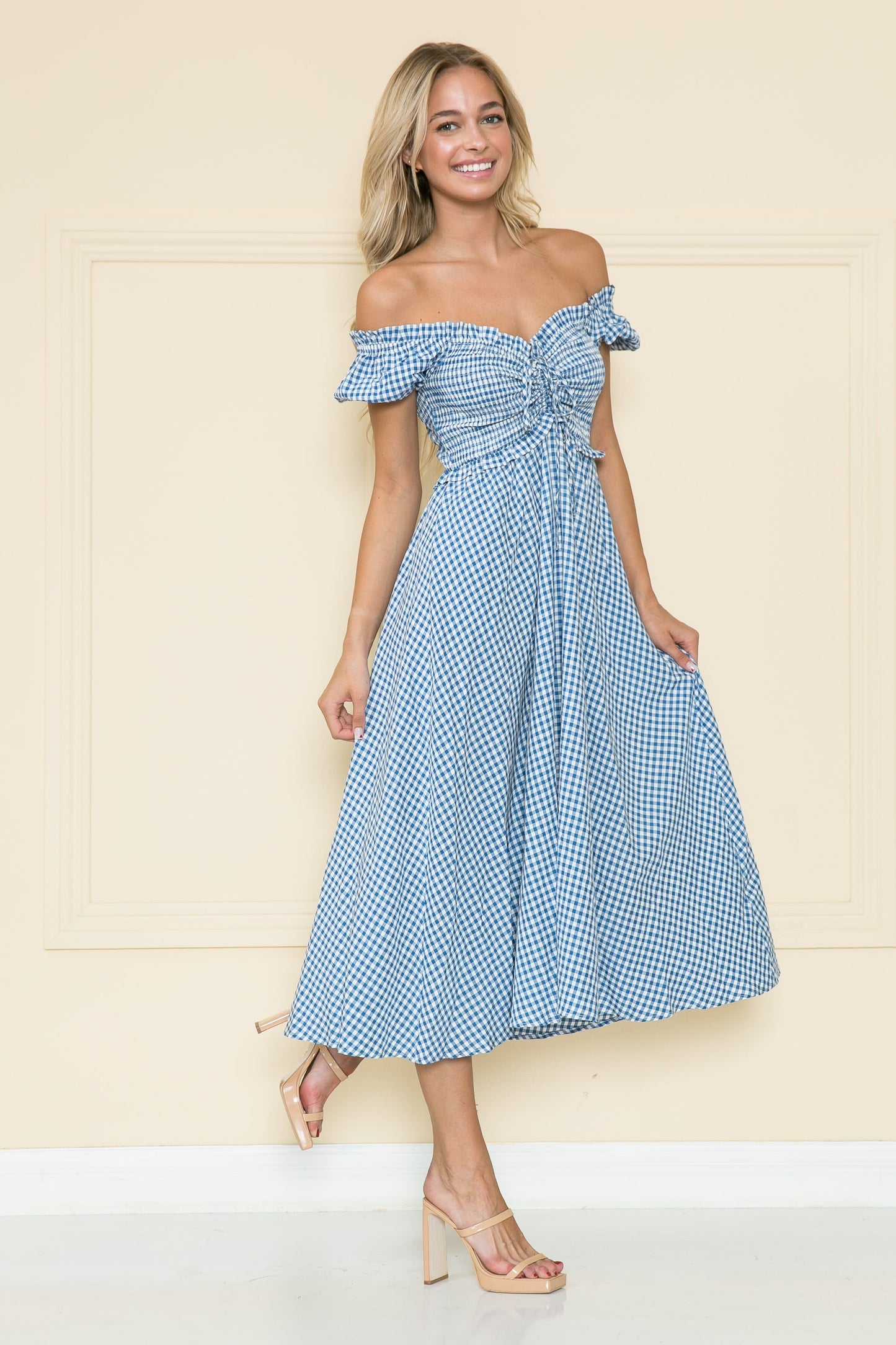 Anjel Ruffled Gingham Dress