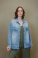 Denim Raw Edge Pocketed Jacket