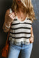 Striped Fringe Hem Blouse
