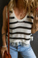 Striped Fringe Hem Blouse